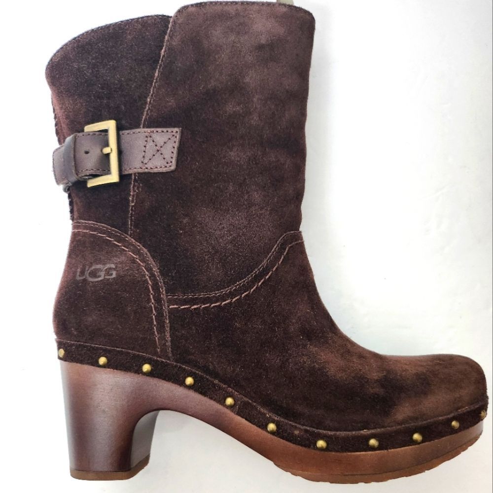 Ugg Amoret Shearling Clog Booties Java Size 7 New - image 3